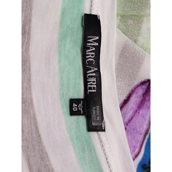 LM Women's Size 40 Marc Aurel Sheer Sleeve Layered Floral Blouse Shirt Top EUC - Picture 9 of 11